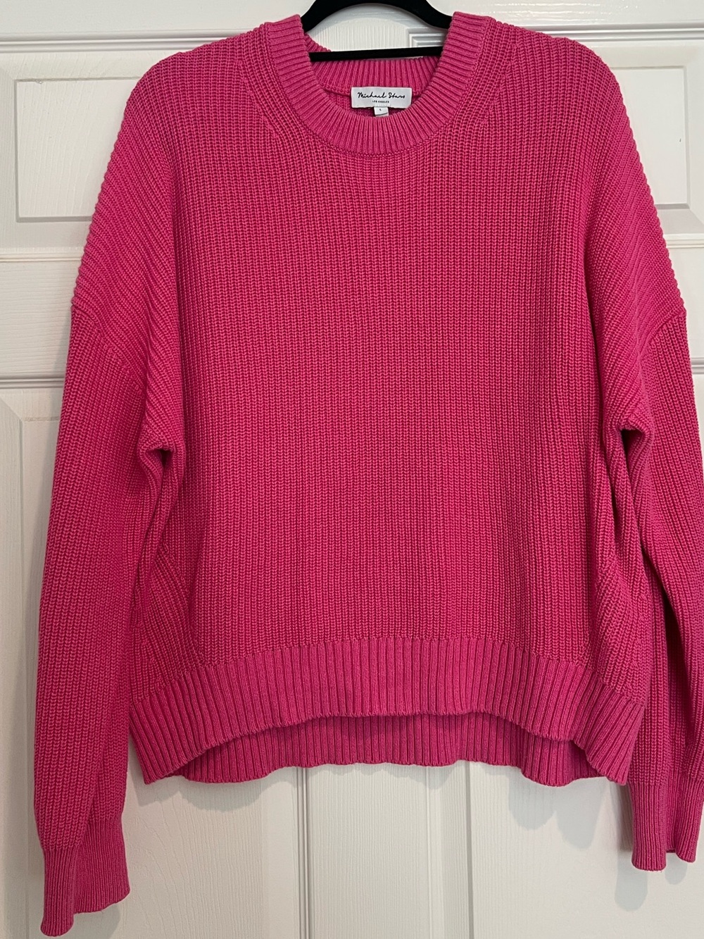 Michael Stars Hot Pink Ribbed Crewneck Sweater